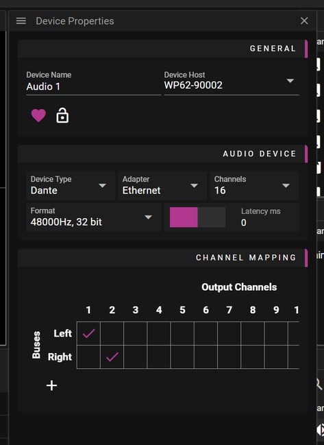 WATCHOUT producer device properties